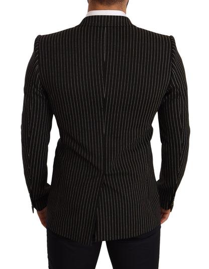 Dolce & Gabbana Elegant Striped Wool Blazer with Silk Lining - Sandy Store ByNet