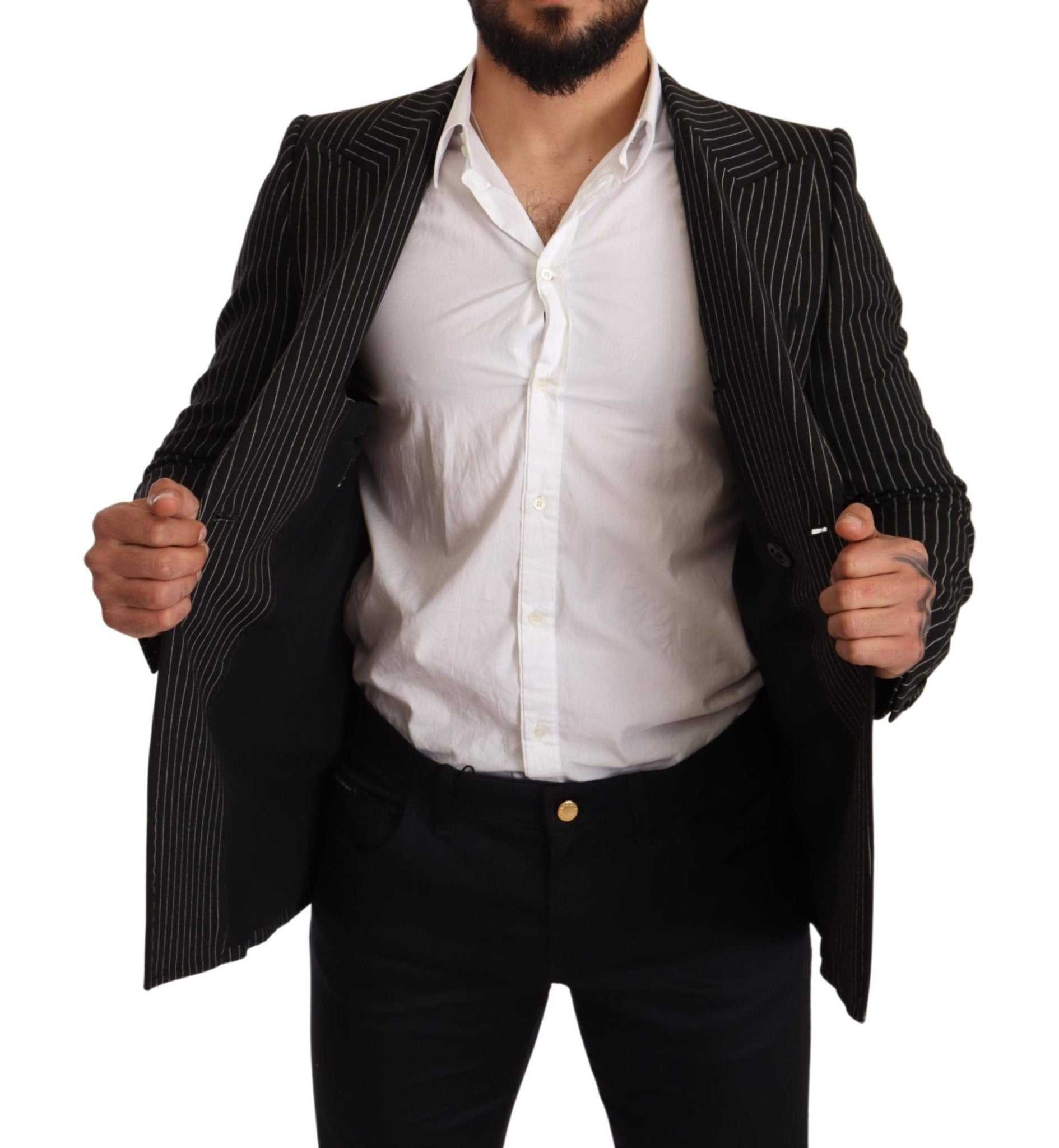 Dolce & Gabbana Elegant Striped Wool Blazer with Silk Lining - Sandy Store ByNet