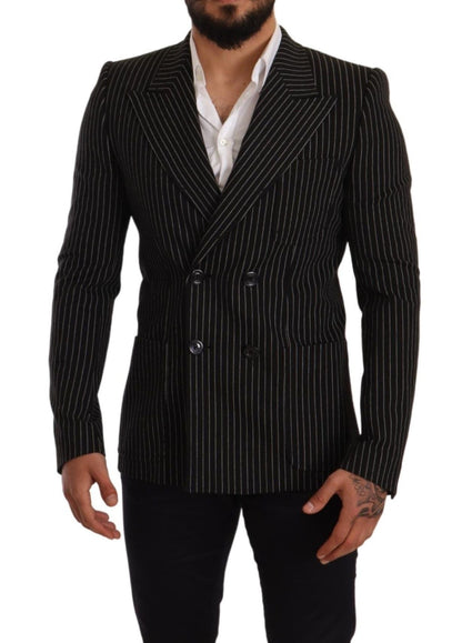 Dolce & Gabbana Elegant Striped Wool Blazer with Silk Lining - Sandy Store ByNet