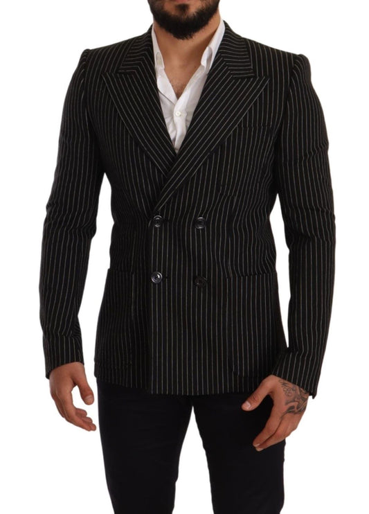 Dolce & Gabbana Elegant Striped Wool Blazer with Silk Lining - Sandy Store ByNet