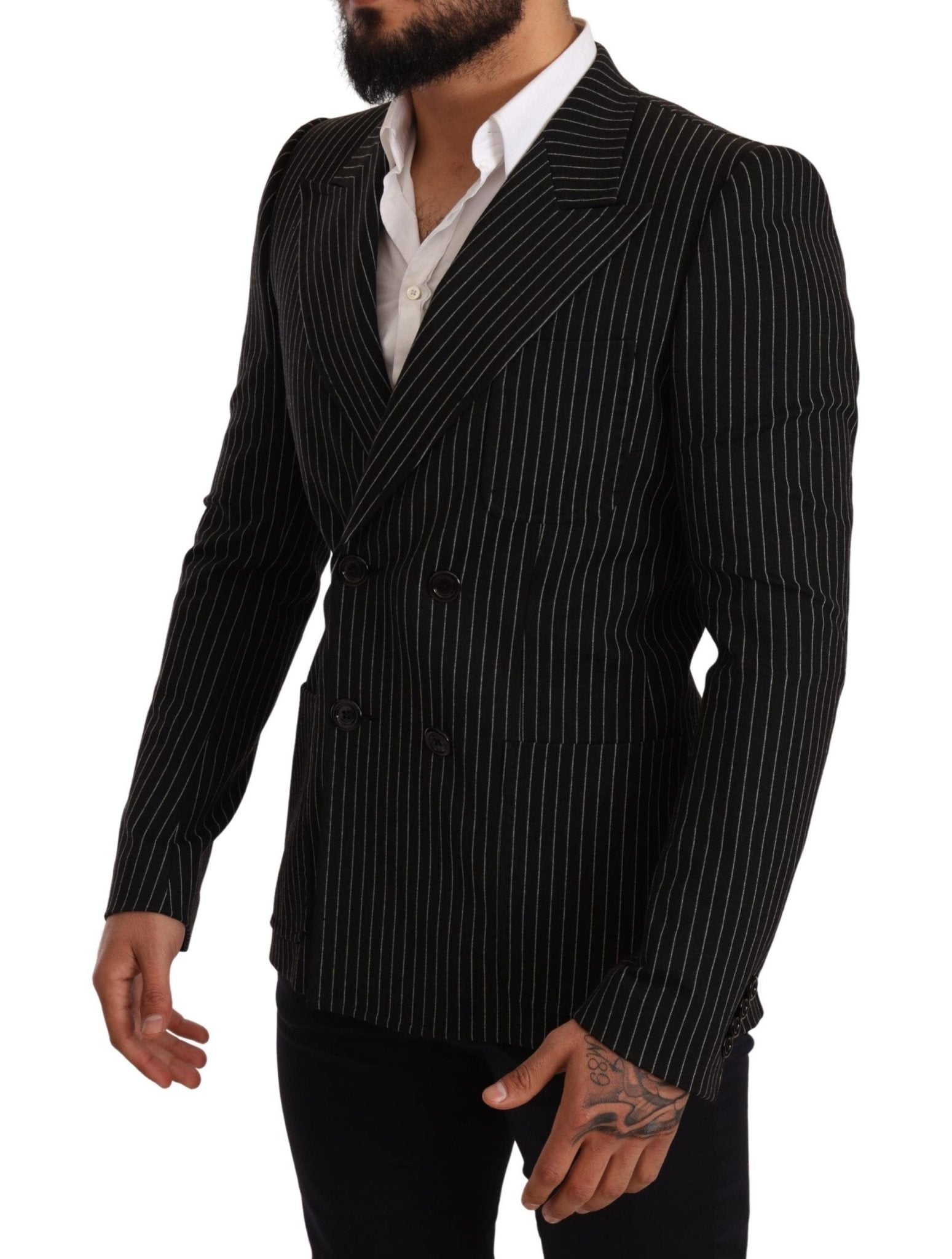 Dolce & Gabbana Elegant Striped Wool Blazer with Silk Lining - Sandy Store ByNet