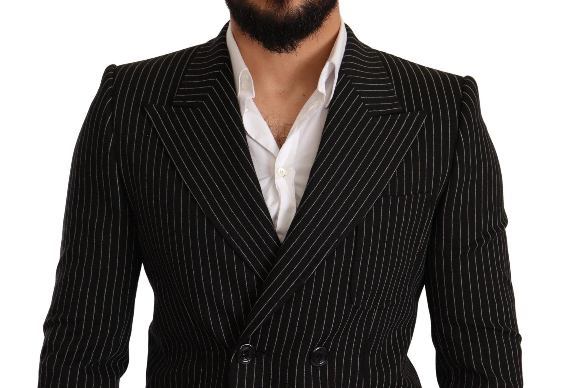 Dolce & Gabbana Elegant Striped Wool Blazer with Silk Lining - Sandy Store ByNet