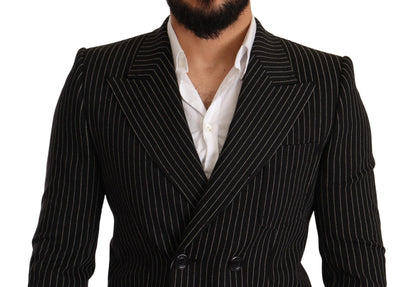 Dolce & Gabbana Elegant Striped Wool Blazer with Silk Lining - Sandy Store ByNet