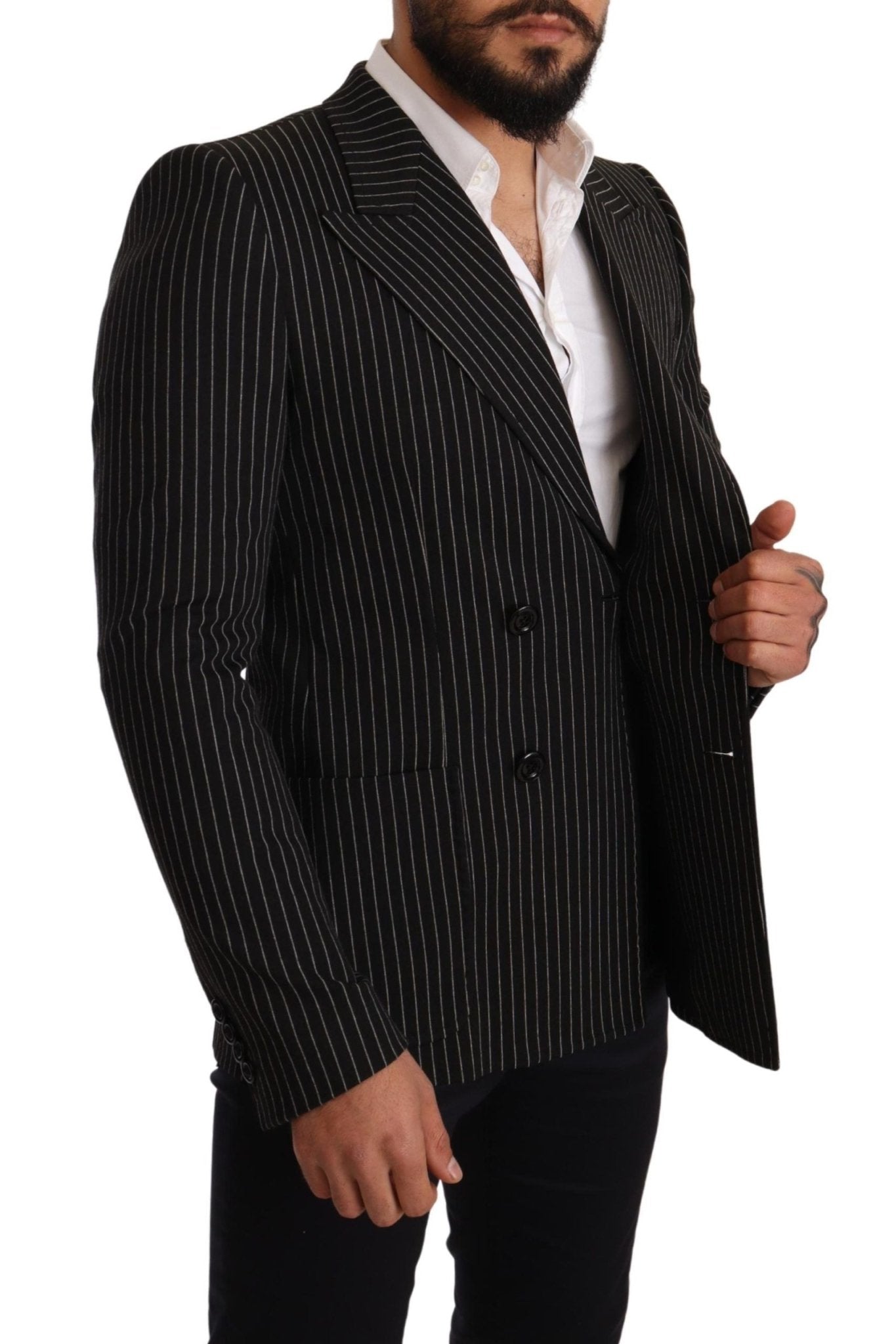Dolce & Gabbana Elegant Striped Wool Blazer with Silk Lining - Sandy Store ByNet