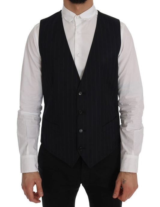 Dolce & Gabbana Elegant Striped Wool Blend Vest Waistcoat - Sandy Store ByNet
