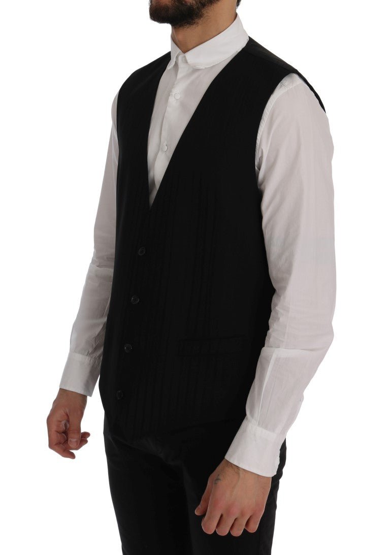 Dolce & Gabbana Elegant Striped Wool Blend Waistcoat Vest - Sandy Store ByNet
