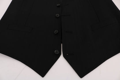 Dolce & Gabbana Elegant Striped Wool Blend Waistcoat Vest - Sandy Store ByNet