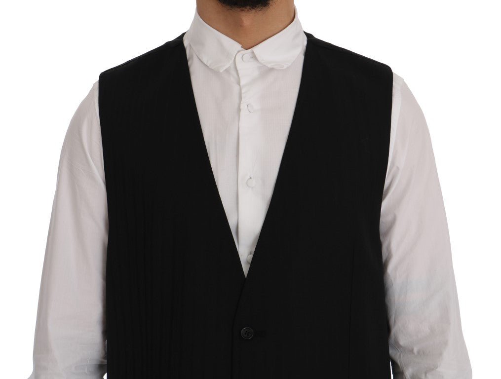 Dolce & Gabbana Elegant Striped Wool Blend Waistcoat Vest - Sandy Store ByNet