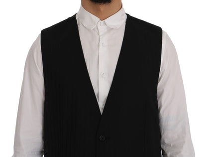 Dolce & Gabbana Elegant Striped Wool Blend Waistcoat Vest - Sandy Store ByNet
