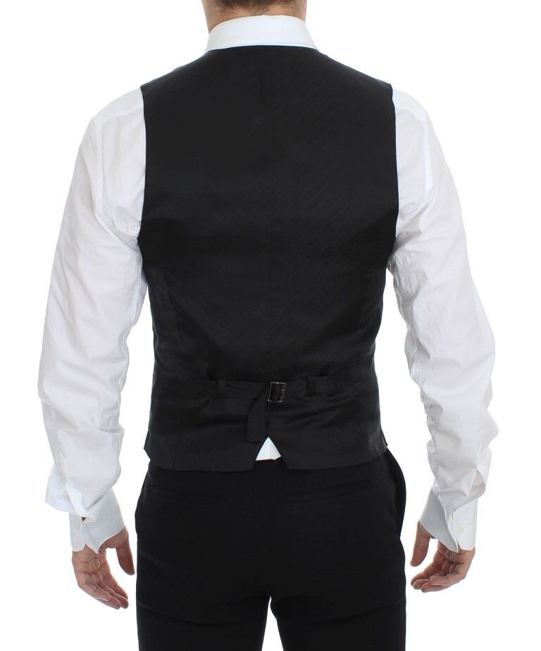 Dolce & Gabbana Elegant Striped Wool Dress Vest - Sandy Store ByNet