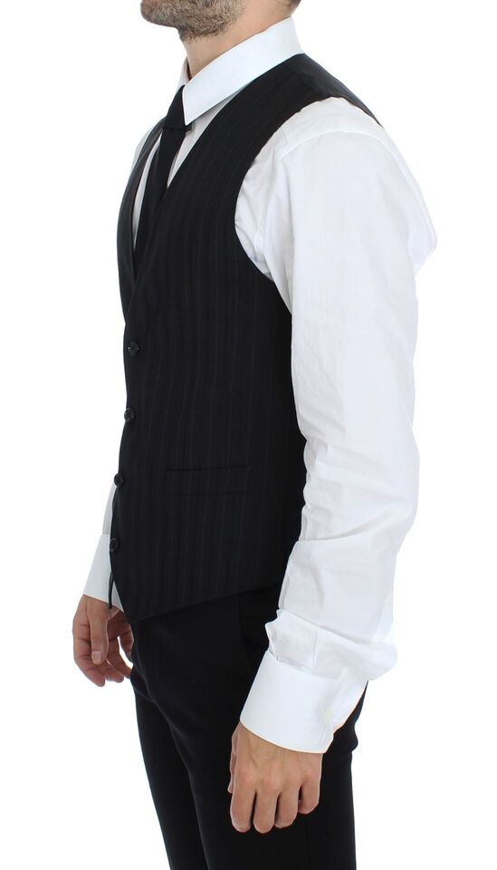 Dolce & Gabbana Elegant Striped Wool Dress Vest - Sandy Store ByNet