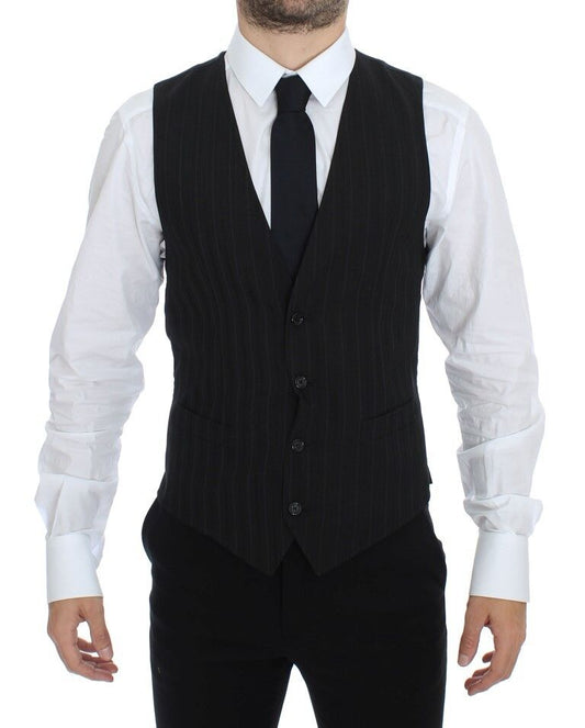 Dolce & Gabbana Elegant Striped Wool Dress Vest - Sandy Store ByNet