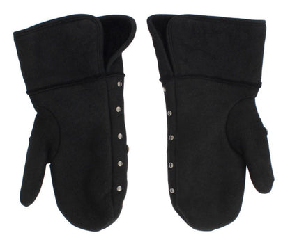 Dolce & Gabbana Elegant Studded Gray Wool Gloves - Sandy Store ByNet