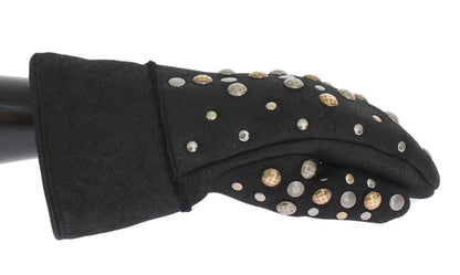 Dolce & Gabbana Elegant Studded Gray Wool Gloves - Sandy Store ByNet