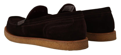 Dolce & Gabbana Elegant Suede Crocodile Loafers in Brown - Sandy Store ByNet
