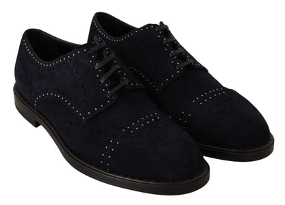 Dolce & Gabbana Elegant Suede Derby Shoes with Silver Studs - Sandy Store ByNet