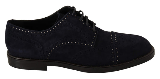 Dolce & Gabbana Elegant Suede Derby Shoes with Silver Studs - Sandy Store ByNet