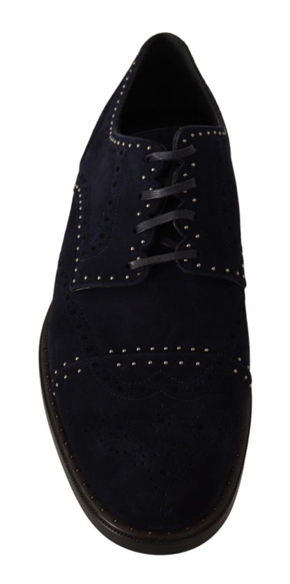 Dolce & Gabbana Elegant Suede Derby Shoes with Silver Studs - Sandy Store ByNet
