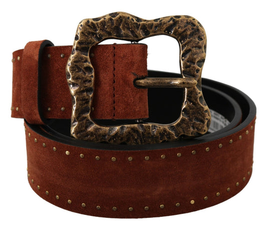 Dolce & Gabbana Elegant Suede Leather Belt with Gold Studs - Sandy Store ByNet