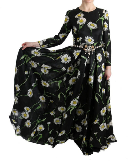 Dolce & Gabbana Elegant Sunflower Maxi Gown with Crystals - Sandy Store ByNet