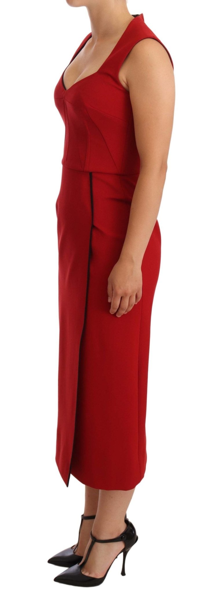 Dolce & Gabbana Elegant Sweetheart Midi Dress in Red - Sandy Store ByNet