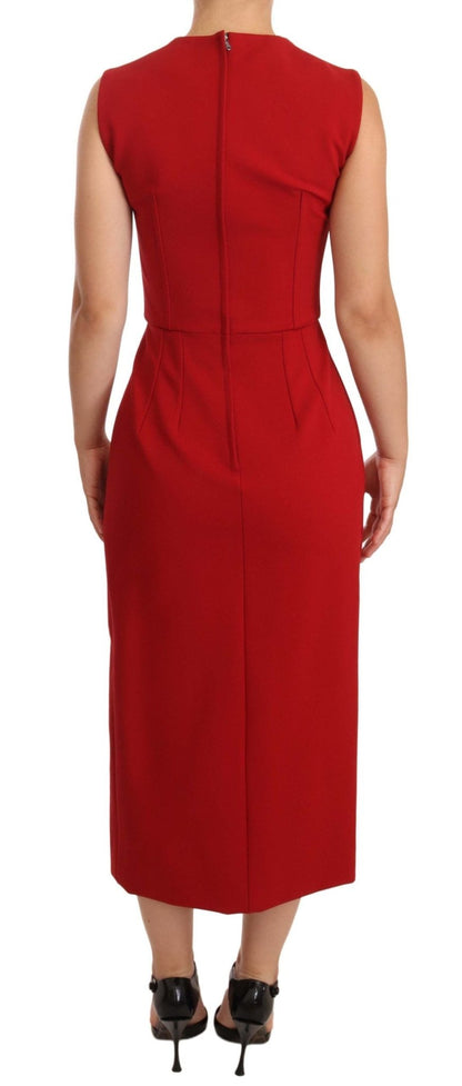 Dolce & Gabbana Elegant Sweetheart Midi Dress in Red - Sandy Store ByNet