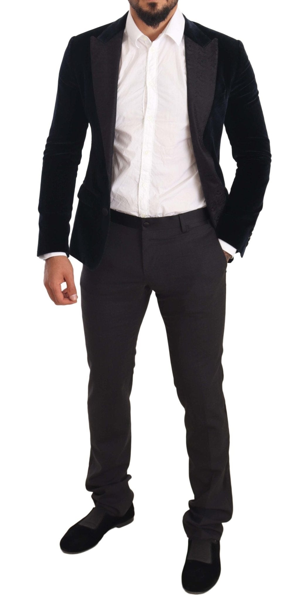 Dolce & Gabbana Elegant Two - Piece Velvet Suit in Blue - Sandy Store ByNet