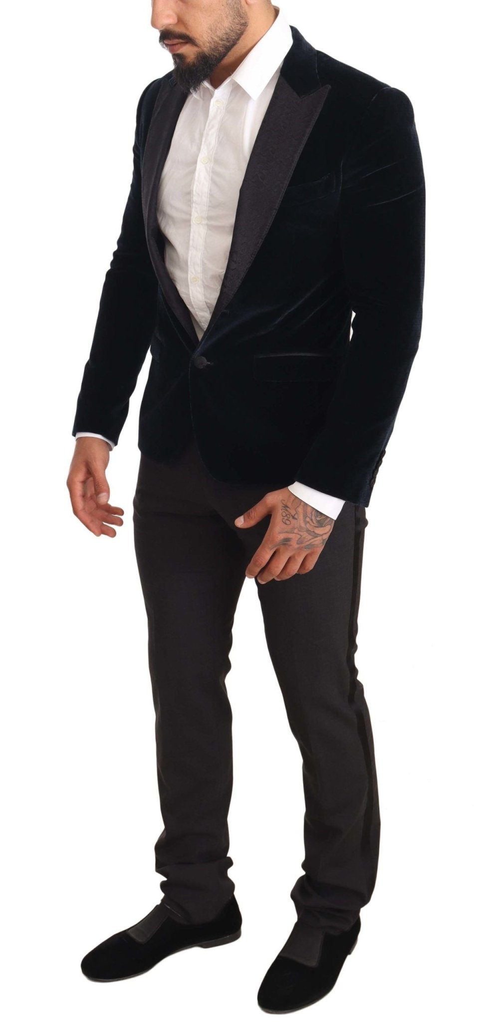 Dolce & Gabbana Elegant Two - Piece Velvet Suit in Blue - Sandy Store ByNet