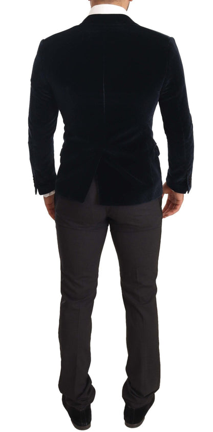 Dolce & Gabbana Elegant Two - Piece Velvet Suit in Blue - Sandy Store ByNet