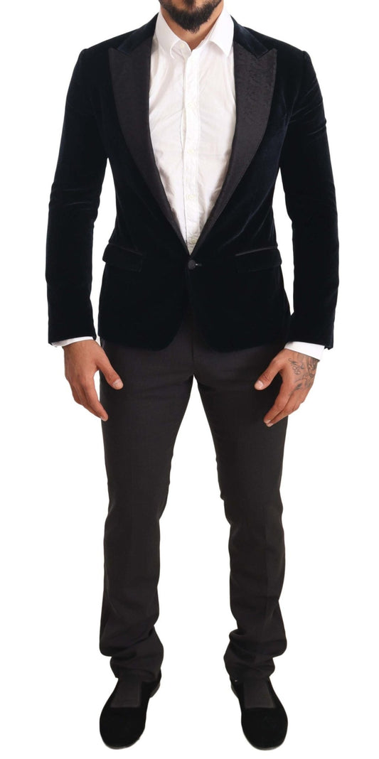 Dolce & Gabbana Elegant Two - Piece Velvet Suit in Blue - Sandy Store ByNet
