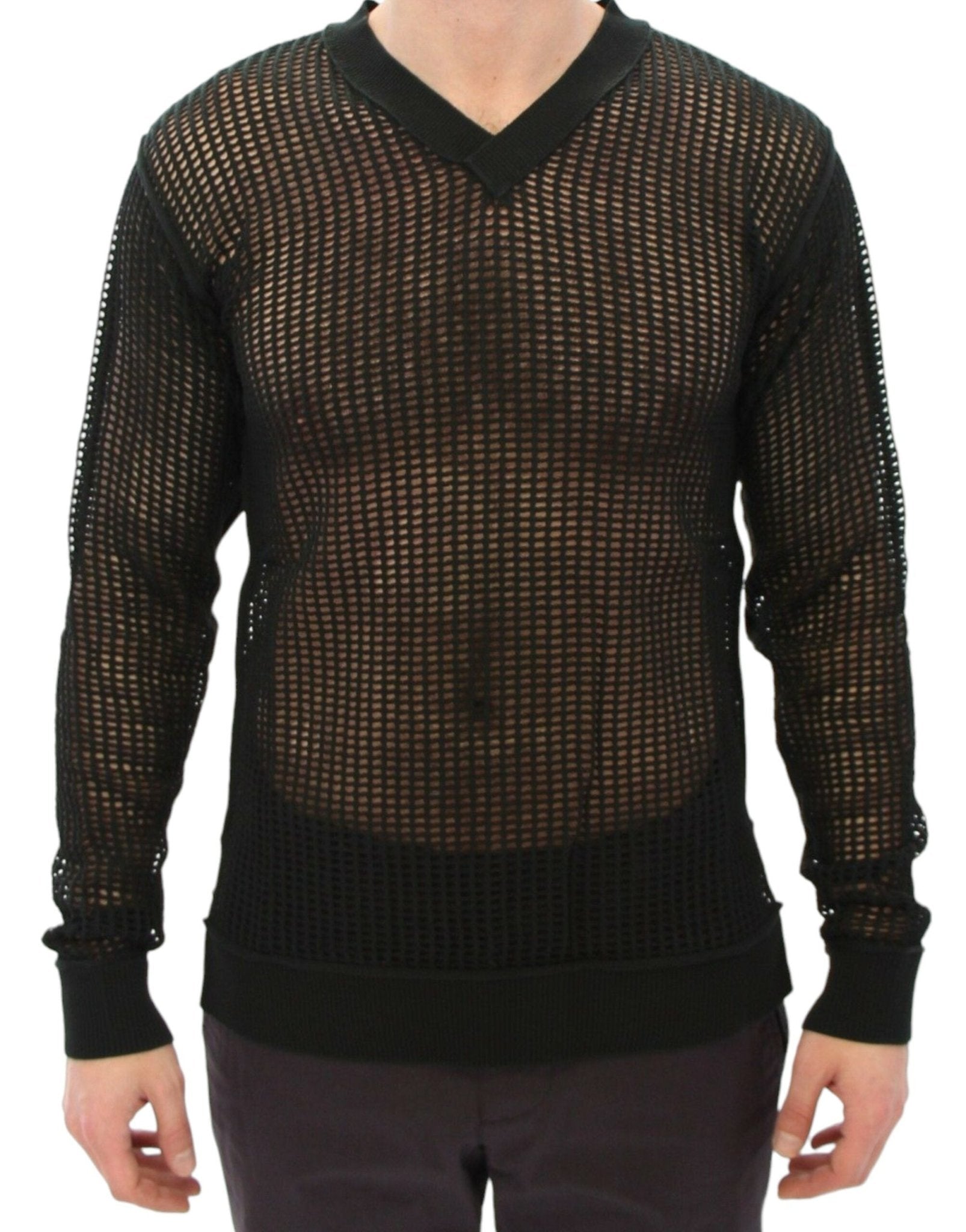 Dolce & Gabbana Elegant V - Neck Dark Green Knitted Sweater - Sandy Store ByNet