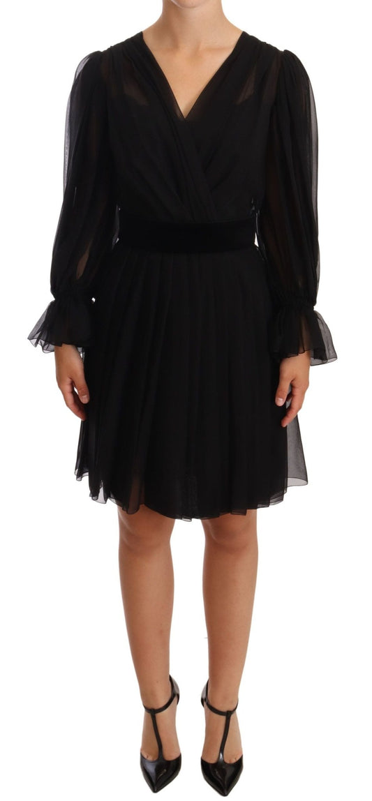 Dolce & Gabbana Elegant V - Neck Silk Blend Mini Dress - Sandy Store ByNet