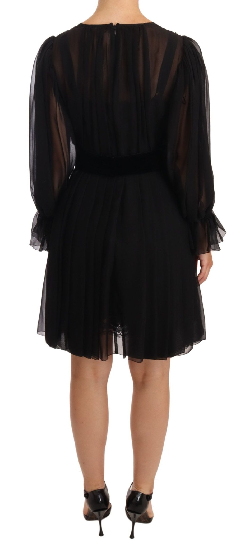 Dolce & Gabbana Elegant V - Neck Silk Blend Mini Dress - Sandy Store ByNet
