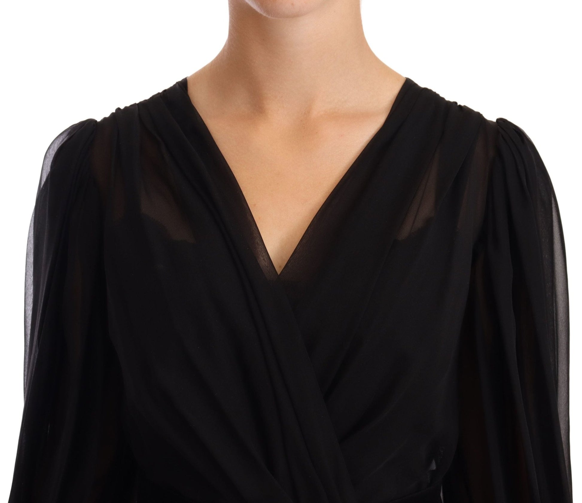 Dolce & Gabbana Elegant V - Neck Silk Blend Mini Dress - Sandy Store ByNet