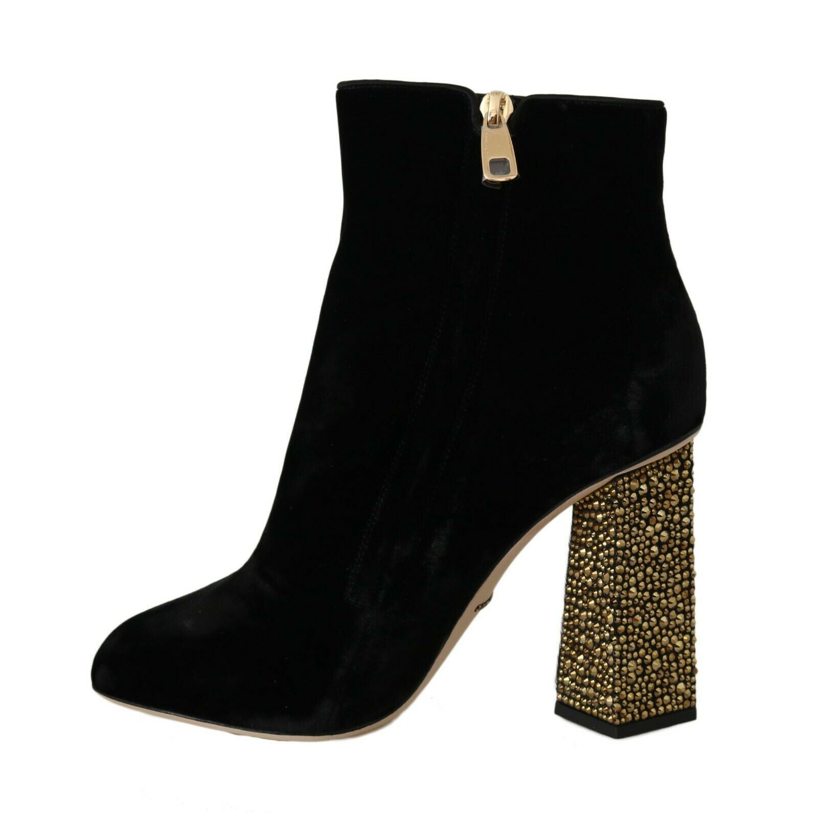 Dolce & Gabbana Elegant Velvet Ankle Boots with Crystal Heels - Sandy Store ByNet