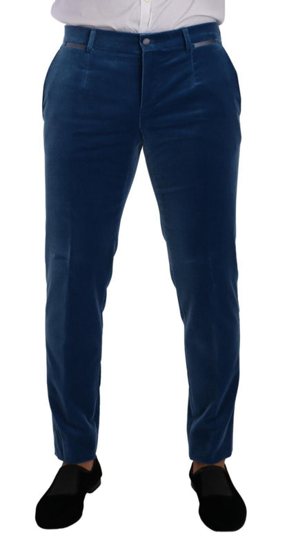 Dolce & Gabbana Elegant Velvet Blue Slim Fit Suit - Sandy Store ByNet