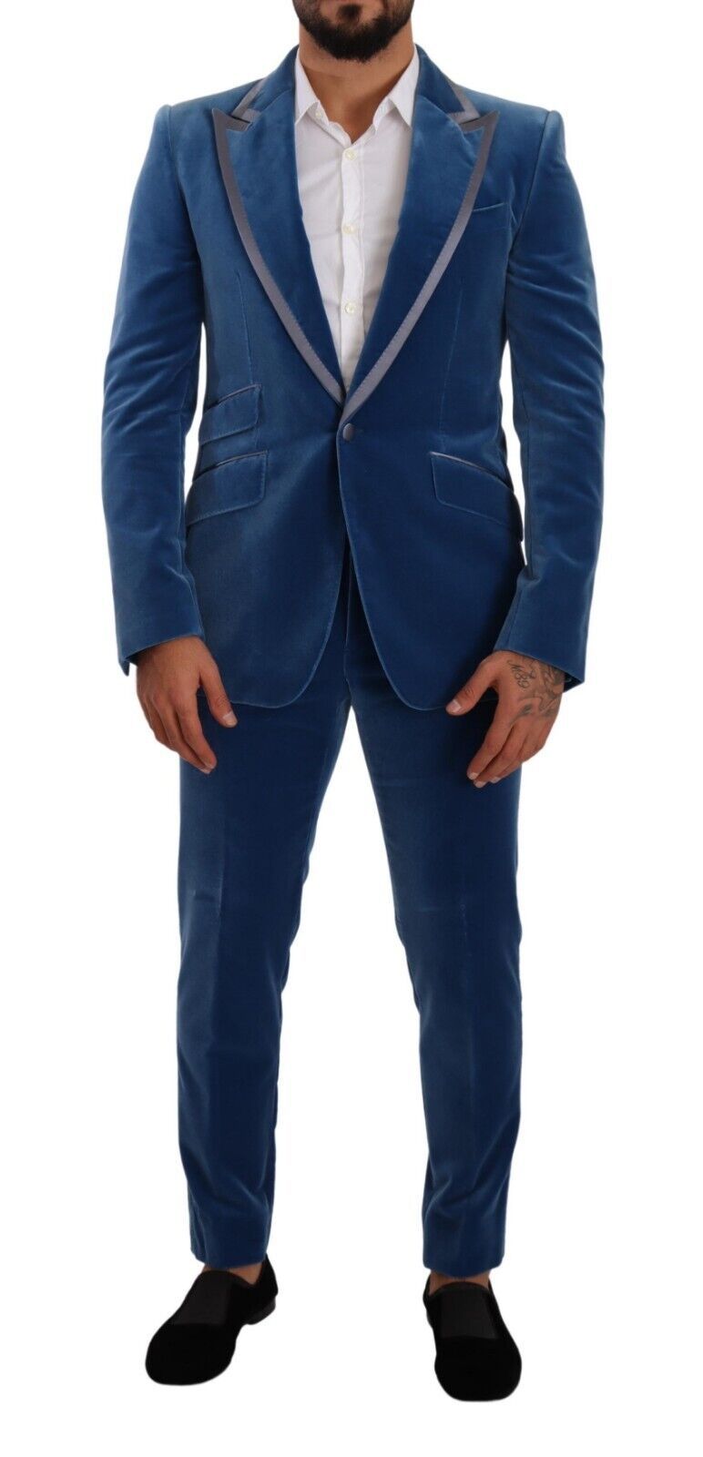 Dolce & Gabbana Elegant Velvet Blue Slim Fit Suit - Sandy Store ByNet