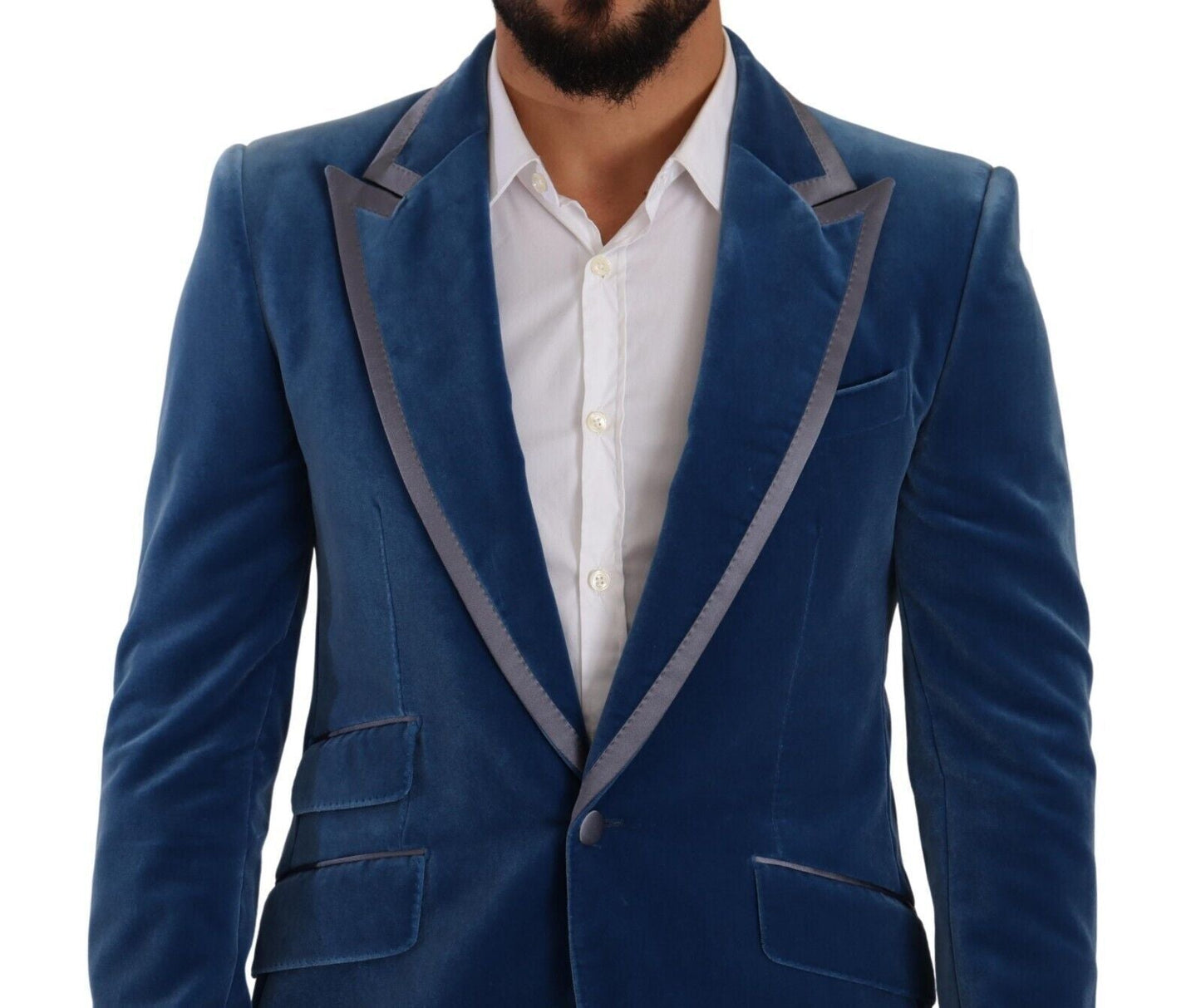 Dolce & Gabbana Elegant Velvet Blue Slim Fit Suit - Sandy Store ByNet