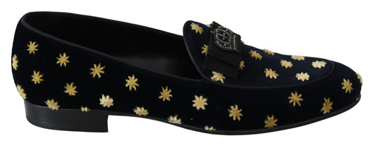 Dolce & Gabbana Elegant Velvet Crown Embroidery Loafers - Sandy Store ByNet