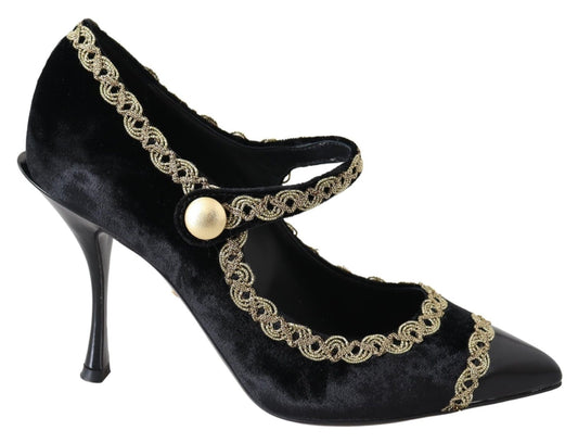 Dolce & Gabbana Elegant Velvet Patent Embroidered Pumps - Sandy Store ByNet