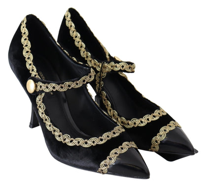 Dolce & Gabbana Elegant Velvet Patent Embroidered Pumps - Sandy Store ByNet