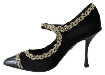 Dolce & Gabbana Elegant Velvet Patent Embroidered Pumps - Sandy Store ByNet