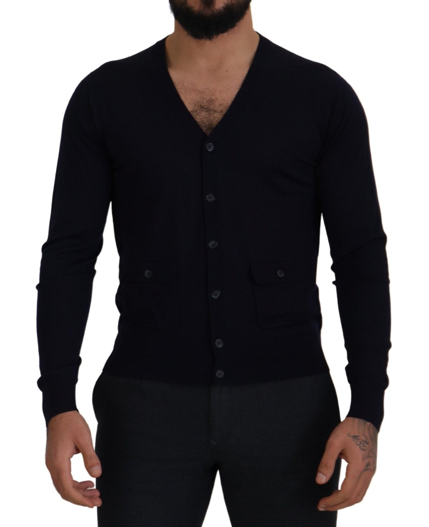 Dolce & Gabbana Elegant Virgin Wool Cardigan Sweater in Blue – IT46 | S par Dolce & Gabbana | Disponible sur Sandy Store ByNet