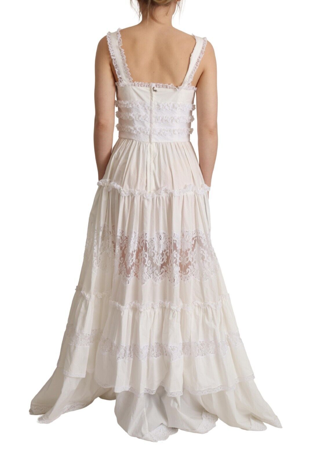 Dolce & Gabbana Elegant White A - Line Tiered Maxi Dress - Sandy Store ByNet