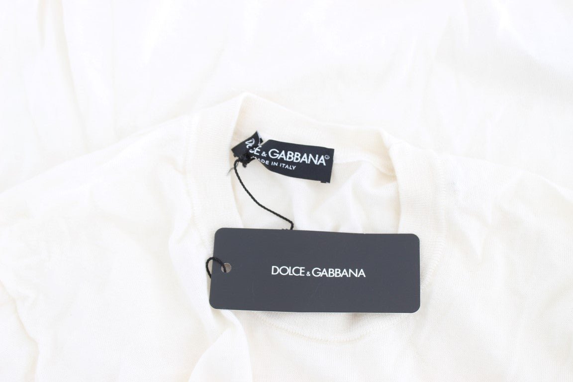 Dolce & Gabbana Elegant White Cashmere Sweater - Sandy Store ByNet