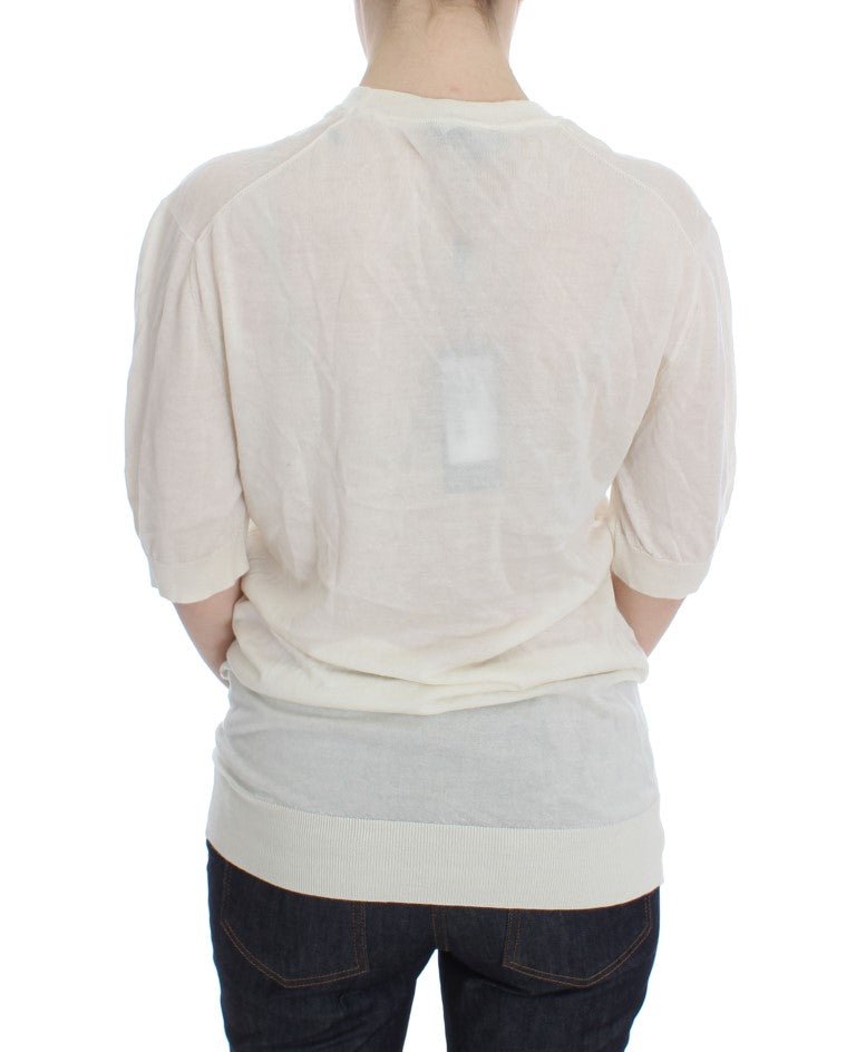 Dolce & Gabbana Elegant White Cashmere Sweater - Sandy Store ByNet