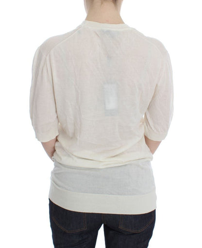 Dolce & Gabbana Elegant White Cashmere Sweater - Sandy Store ByNet