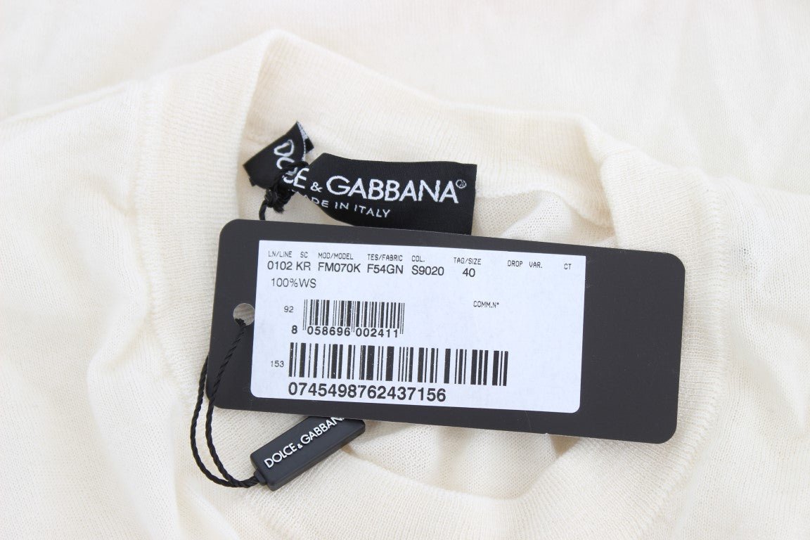Dolce & Gabbana Elegant White Cashmere Sweater - Sandy Store ByNet