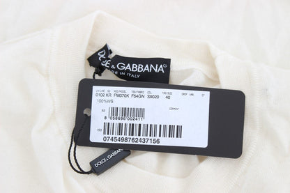 Dolce & Gabbana Elegant White Cashmere Sweater - Sandy Store ByNet