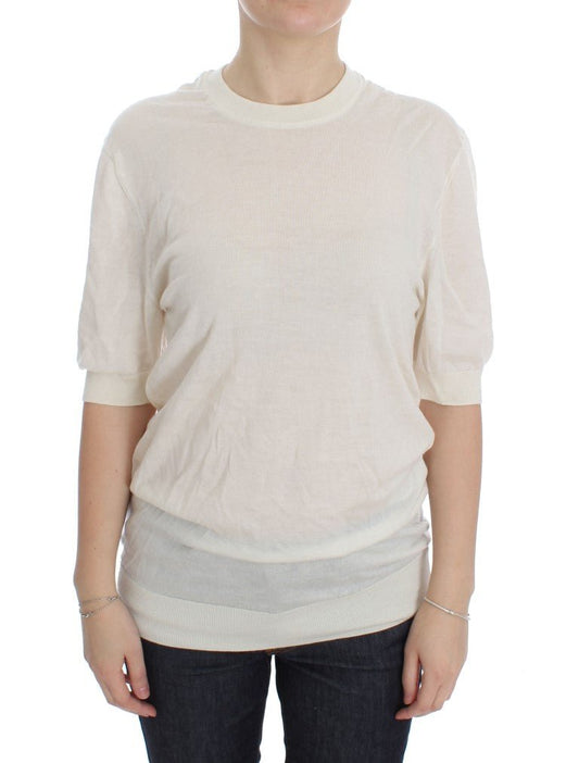 Dolce & Gabbana Elegant White Cashmere Sweater - Sandy Store ByNet